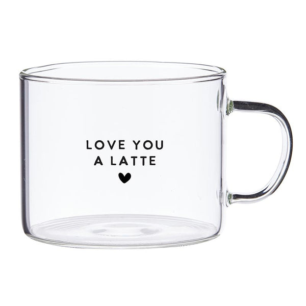 Large Glass Mug Love Latte