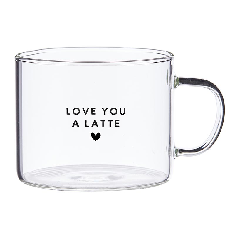 Large Glass Mug Love Latte