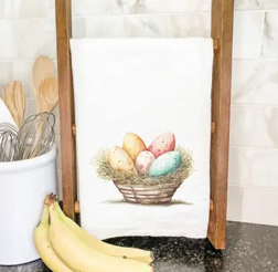 Rustic Egg Baskets Tea Towel