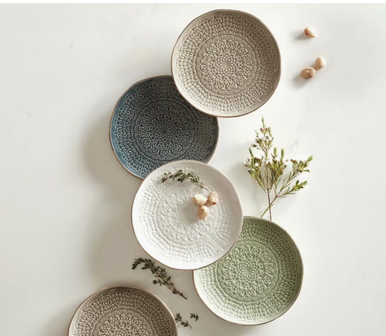 Gold Rim Stamped Ceramic Plate